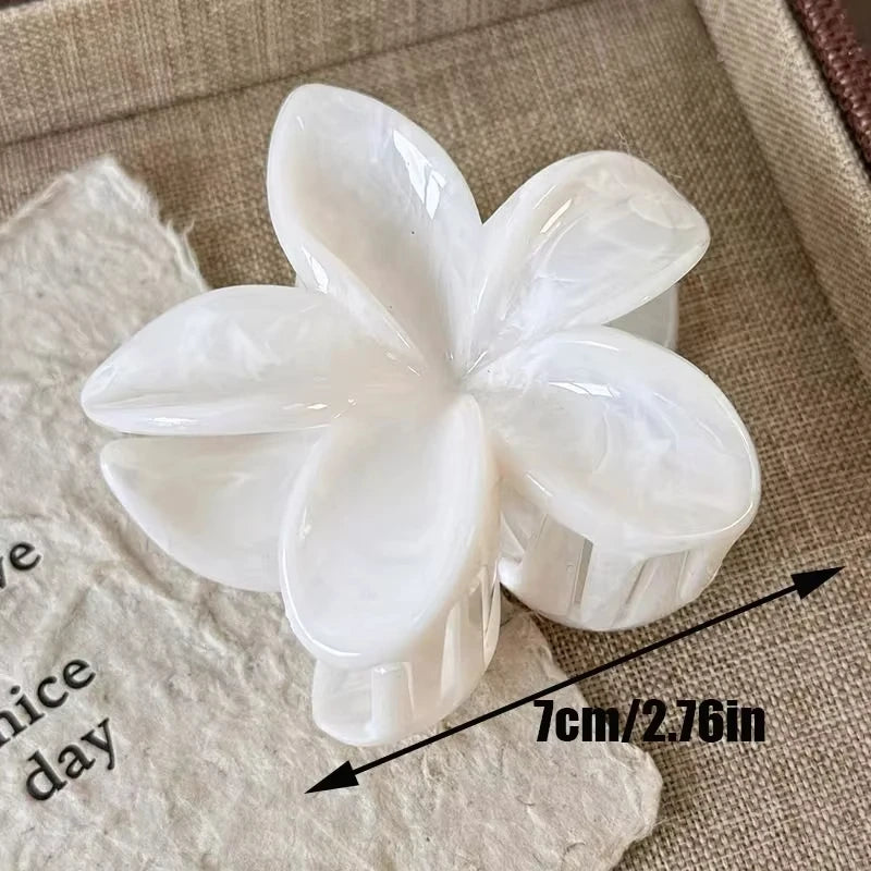 New Frangipani Fresh and Sweet Egg Flower Back of Head Disc Hair Shark Clip Hair Ornament Claw Hair Clips for Women