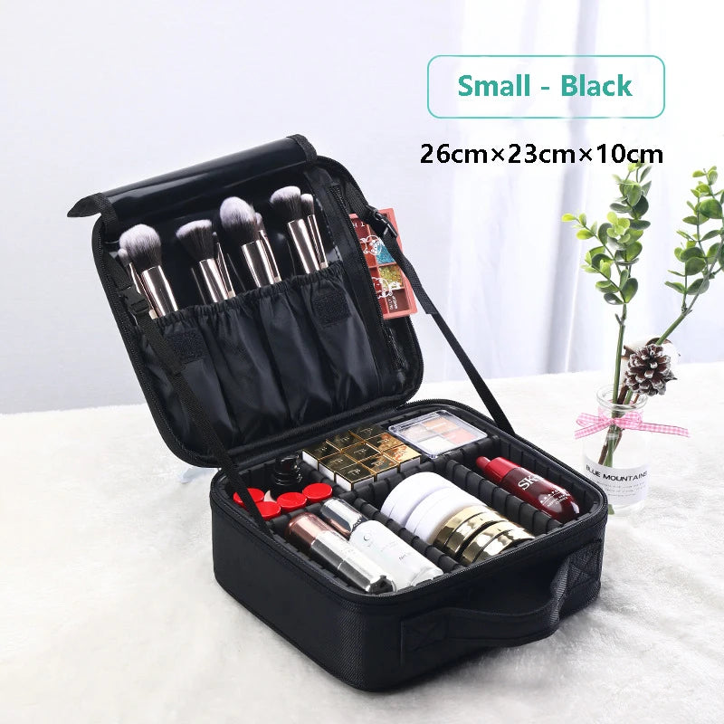 Large Capacity Makeup Case - 3 Sizes Cosmetic Organizer Brush Bag Barber Train Case for Makeup Artists Hair Cutter Sets