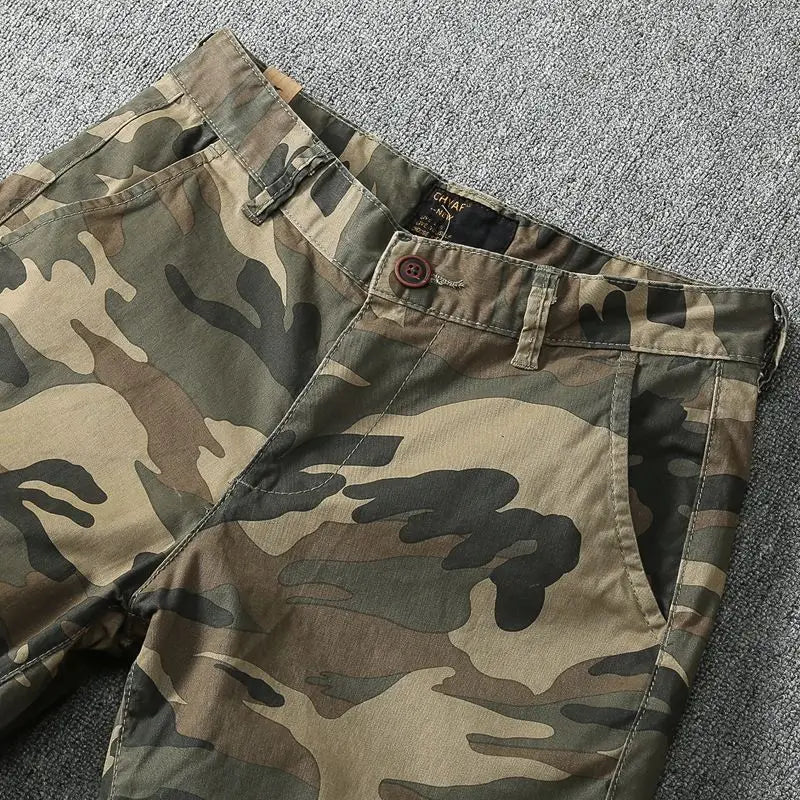 Korean Fashion Camouflage Shorts for Men's Casual Stretch 2025 Summer New Slim Fit and Wear-resistant Shorts Male Clothing