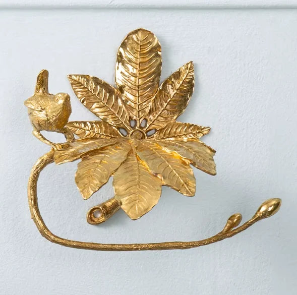 Copper Leaf Bird Tissue Holder Metal Napkin Holder Toilet Paper Holders Wall Mounted Paper Towel Holders Tissue Storage Rack