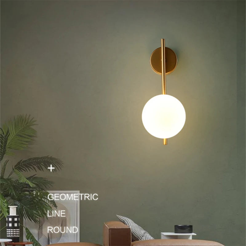 Modern LED Wall Lamps Black Gold Glass Ball Wall Sconces Living Rom Bedroom Hotel Decor Wall Lights Bedside Lights Aisle Lamp G9