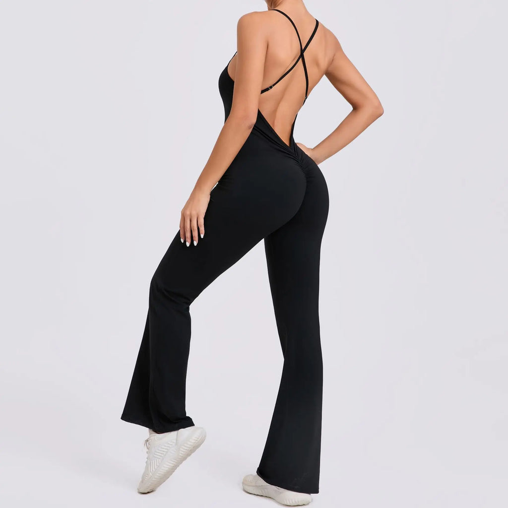Female Sexy Back V Gym Set Woman Training Yoga Suit Wide Leg Sportswear Woman Sports Suit Clothes Fitness Elastic Training Suits