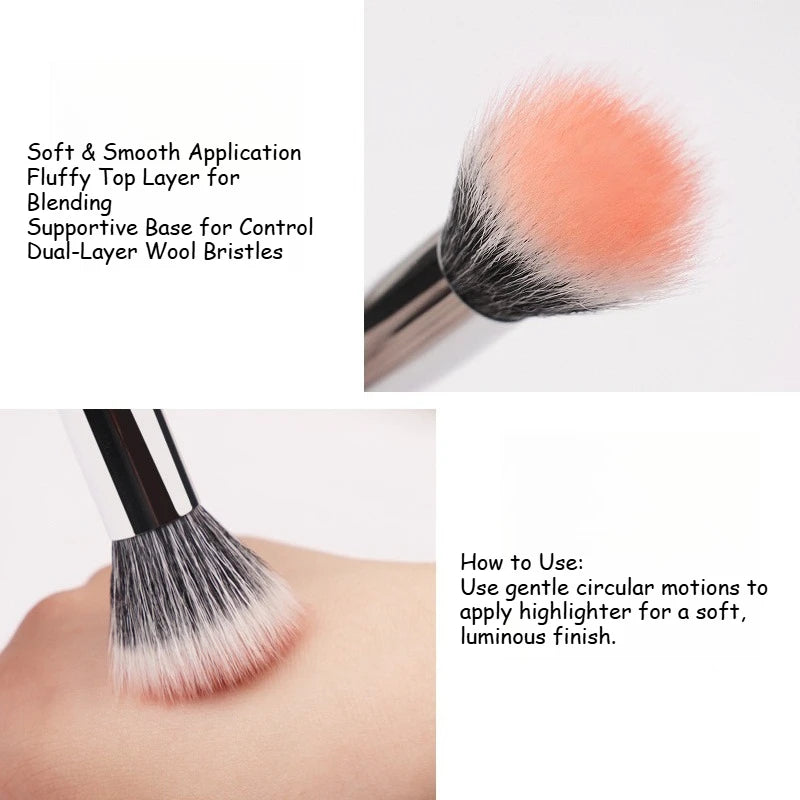 3 PCS Makeup Brushes Set Includes Foundation Brush, Flawless Concealer Brush, Powder Brush