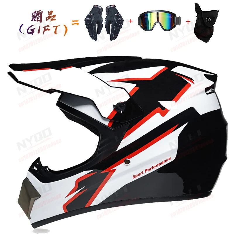 Off-road Motorcycle Helmet, Adult Motocross ATV Downhill MTB DH Helmet with Visor, DOT Approved Capacetes for Riding