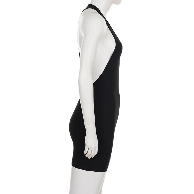 Woman Clothing Sleeveless Backless Solid Black Party Club Dress 2026 Fashion Sexy Hollow Out Package Hip Mini Vacation Dresses