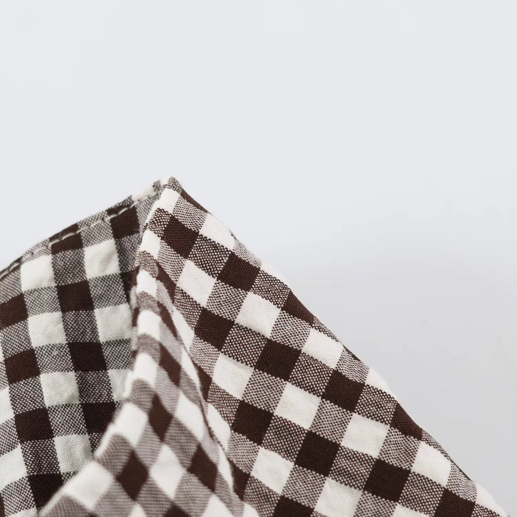 Women's Plaid Jacket, Vintage Gingham Check Coat, Stand Collar Long Sleeve Button Up Outerwear, Loose Casual Autumn Windbreaker