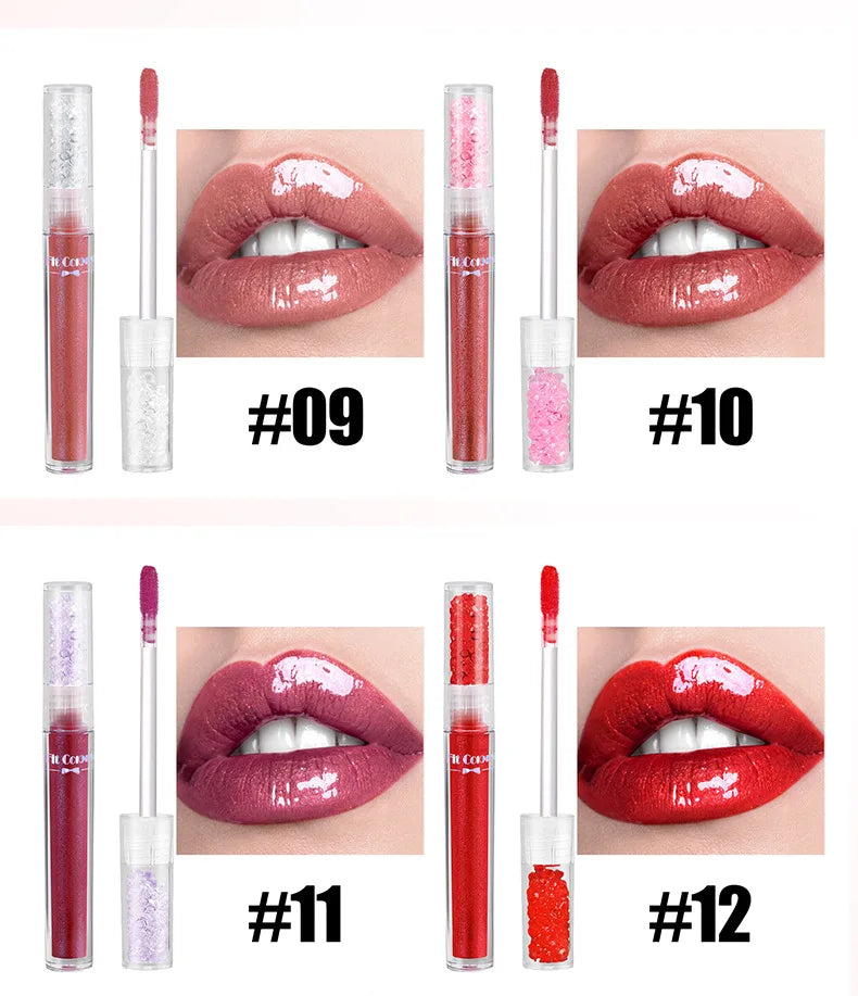 Pearlized Diamond Lip Oil Gloss Set 6 Shades Waterproof Moisturizing High Shine Lipgloss Luxe Gift Box for Women