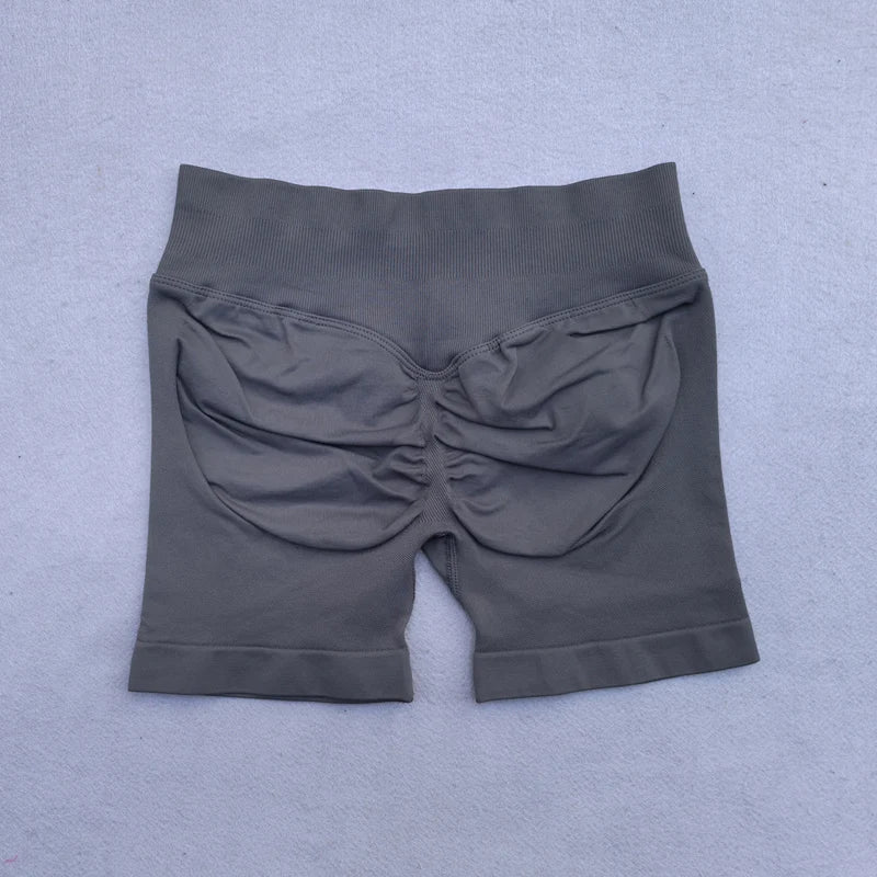 Gym Shorts Women Fitness Sports Biker Shorts 4.5" Low Ribbed Band Yoga Shorts Workout Scrunch Butt Seamless Leggings