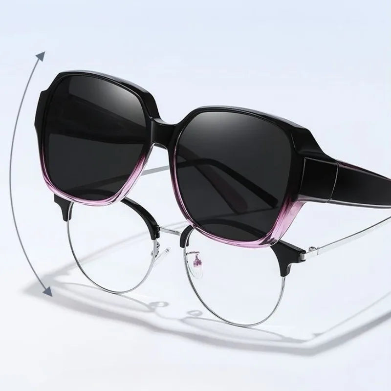 Sunglasses Myopia Glasses Cover Polarized Sunglasses Folding Fit Over Glasses Men Women UV400 Wear