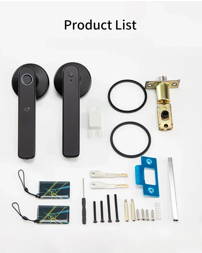 Tuya App Bluetooth Smart Fingerprint Door Lock Password Mechanical Key NFC Unlocking For Wooden Door Handle Lock IP65 Rainproof