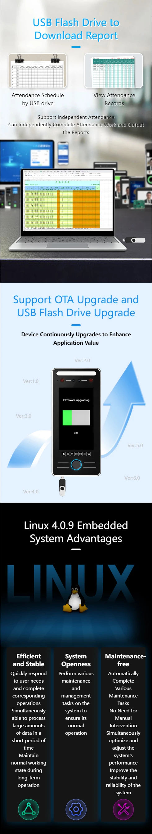 5 Inch 3D Face Recognition Access Control Biometric Fingerprint Palm Vein QR Code RFID Time Attendance Machine WiFi TCP IP