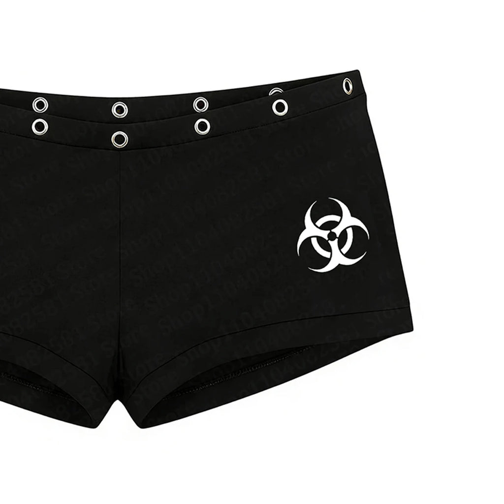 Gothic Style Garbage Rock American Fashion Y2K Shorts with Rivet Design Hip-Hop Chic Print Street Wear Punk Hot Pants Retro