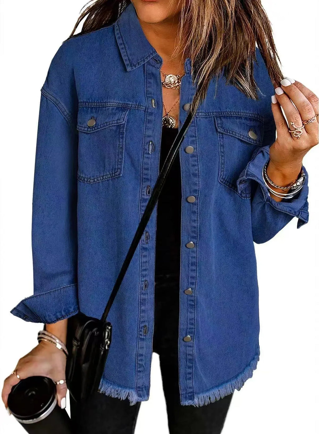 Women's Trendy Washed Denim Jacket New Spring Autumn Trimmed Edges Casual Classic Fit Jeans Jacket for Ladies