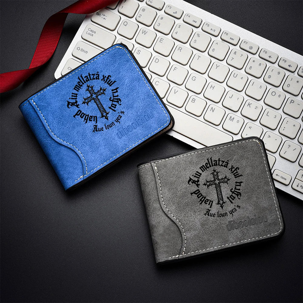 Men's Fashionable Minimalist Short Wallet Personalized PU Leather Design Compact Card Holder for Men