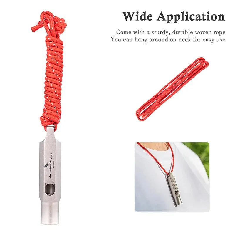 Boundless Voyage Titanium Whistle Emergency Survival Whistles with Lanyard Loud Coaches Training Sports Keychain Whistle