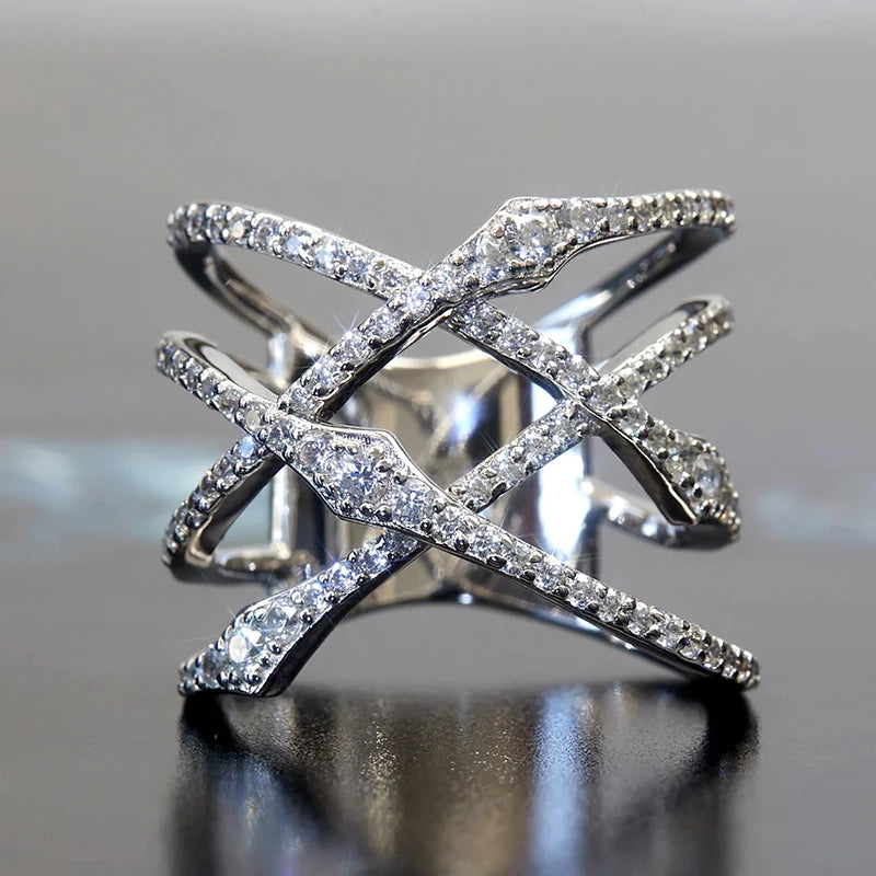 CAOSHI Gorgeous Stylish Wedding Party Rings with Multi-layer Zirconia Female Luxury Fashion Finger Accessories Delicate Jewelry