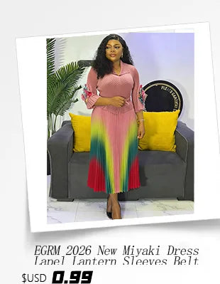 EGRM Pleated Party Dress Women's High Quality Beaded Color Block Long Sleeve Loose Fit Flared Maxi Evening Dresses 9R5303