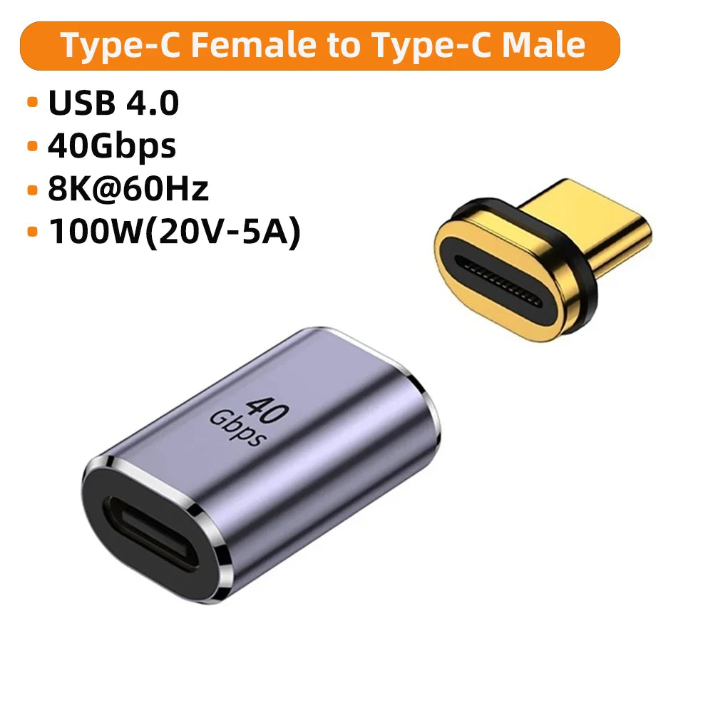 100W Type C Adapter OTG 40Gbps Magnetic Fast Data Transfer Tablet USB 4.0 Charging Converter for Phone Macbook Air Pro Laptop
