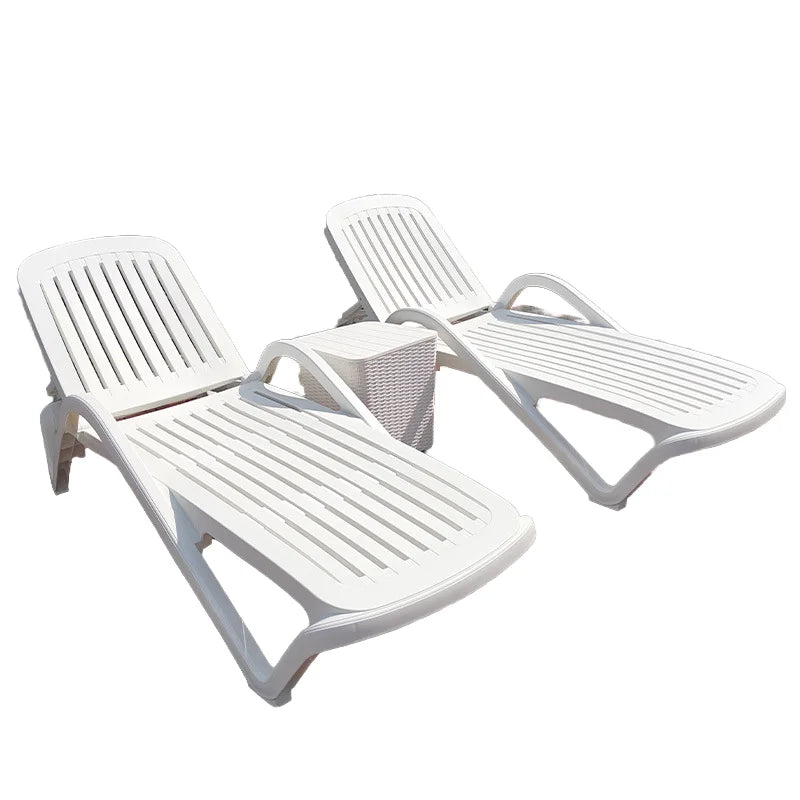 Waterproof Plastic Outside Pool Furniture Outdoor Adjustable Sun Lounge Modern Garden Hotel Daybed Patio Chaise Lounger