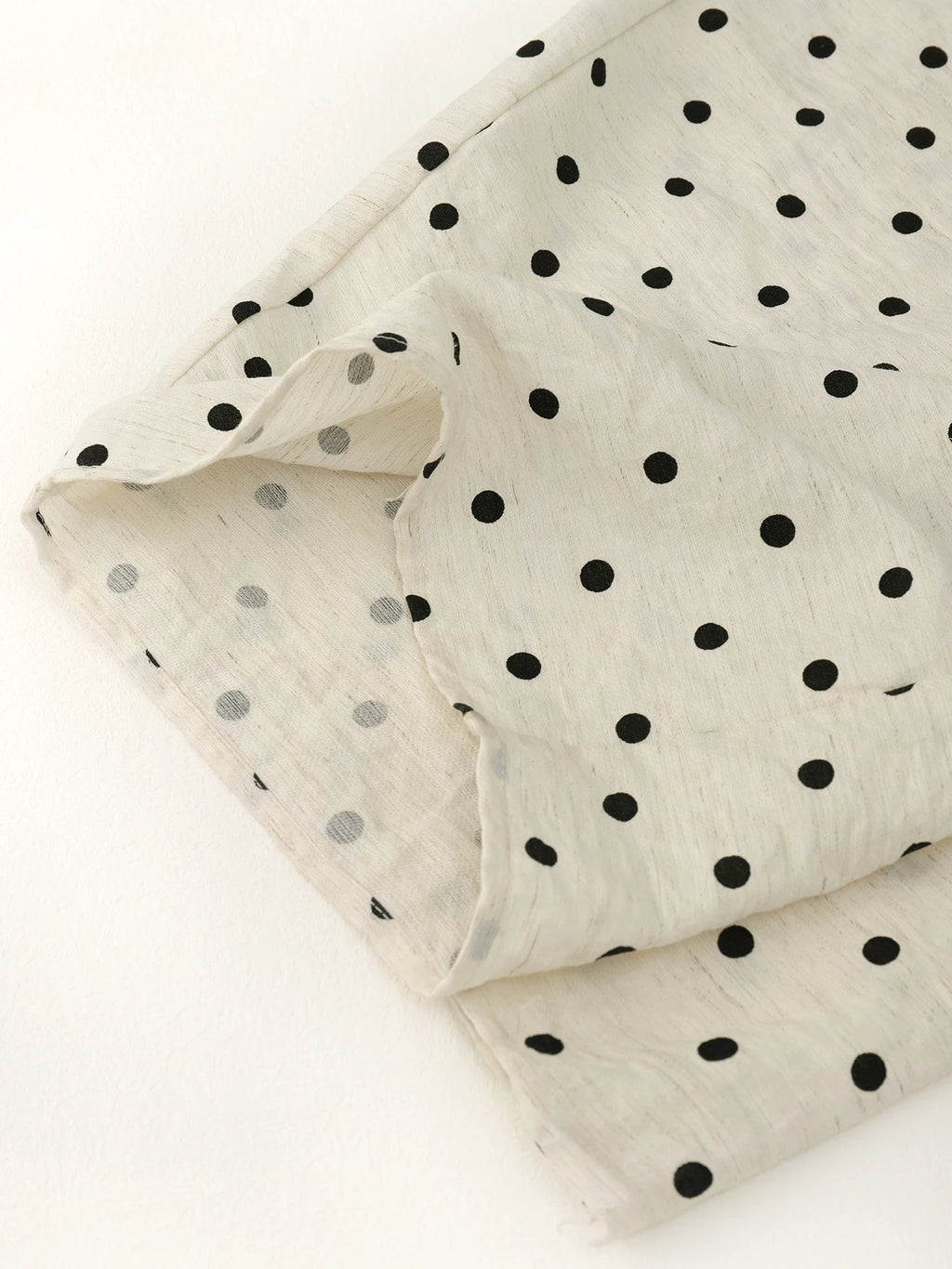Linen Polka Dot Wide-Leg Pants for Women's Summer, Thin High-Waisted Loose and Laid-Back Style Yamamoto Pants, Casual Straight-L