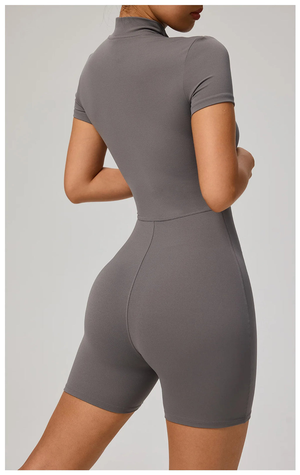 SOISOU Zipper Jumpsuit Women Short Sleeves Clothing Sportswear Woman Gym Yoga Sport Sets Nylon Workout Sets Women Tracksuit