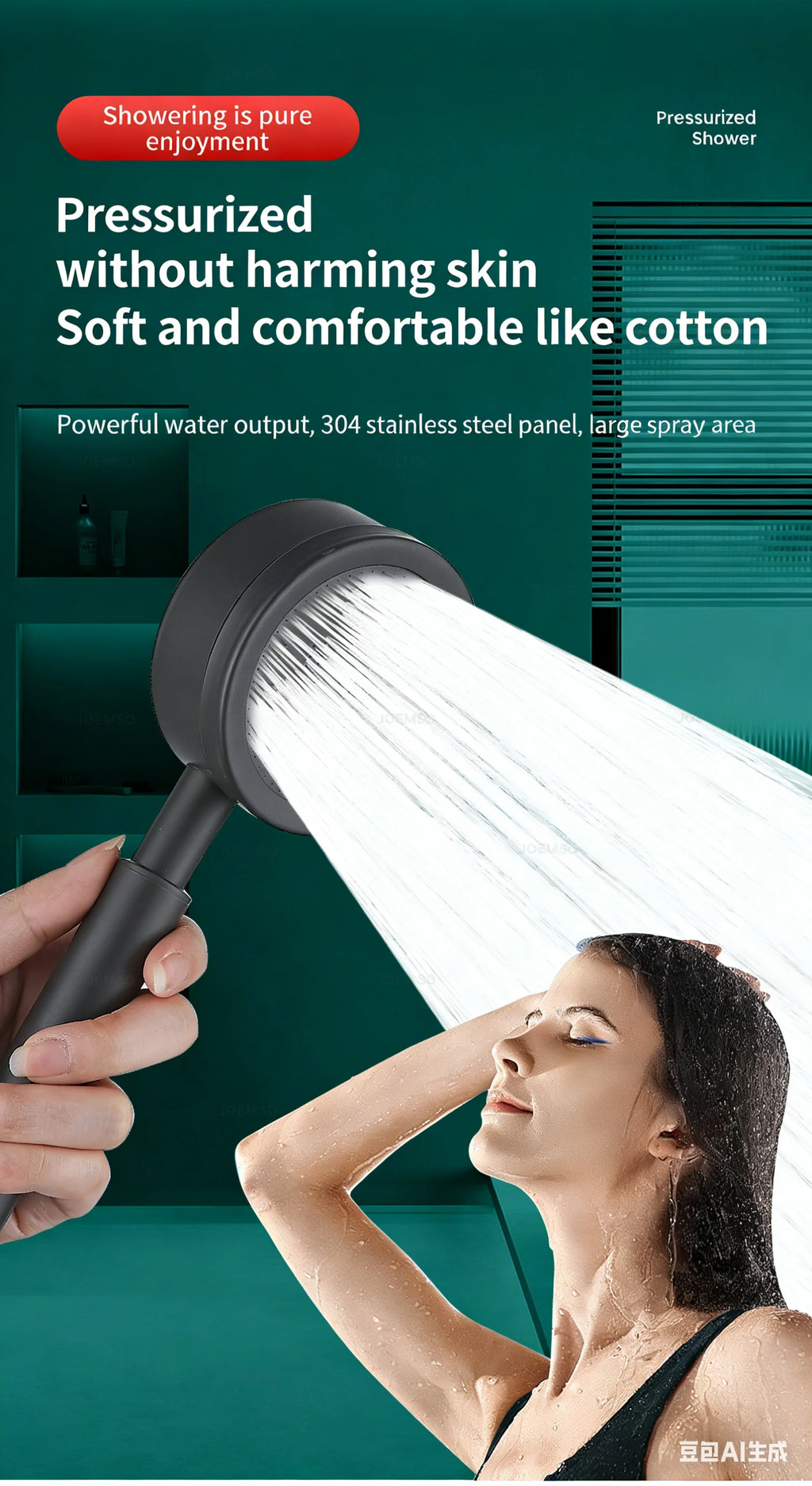 304 stainless steel shower head, handheld shower head for bathroom bathing, bathroom shower head