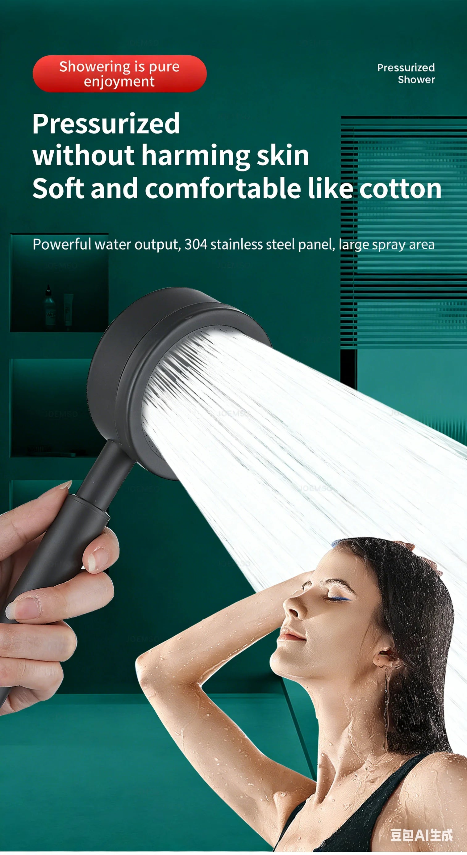 304 stainless steel shower head, handheld shower head for bathroom bathing, bathroom shower head