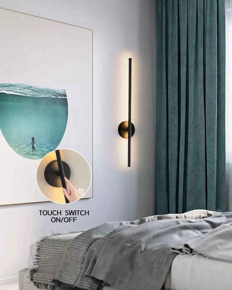 Nordic LED Wall Lights with Touch Dimmable Switch Black 40/55/60/80/100cm Interior LED Wall Lamps Wall Sconce Lighting Fixtures