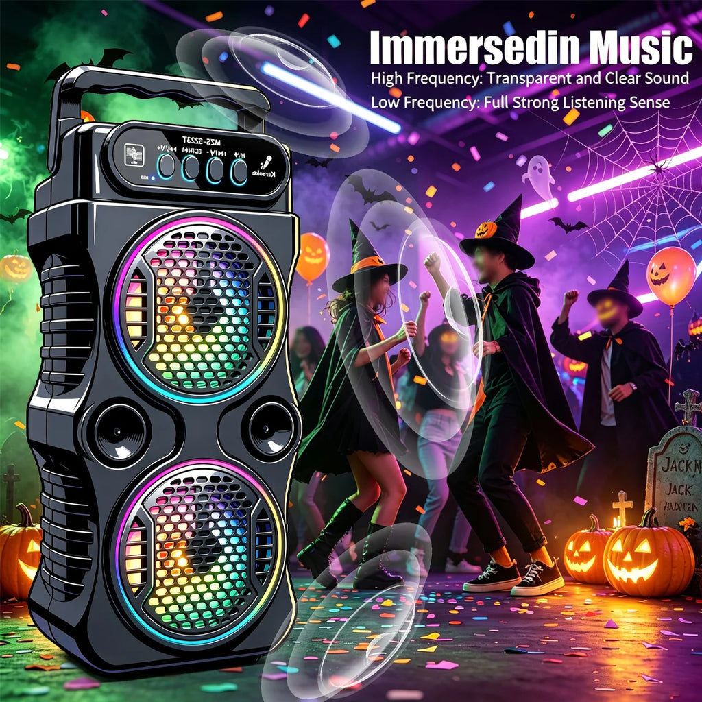 8000Hz portable Bluetooth speaker, outdoor deep bass, wireless dual speakers, microphone support, party audio, dual speakers, 12