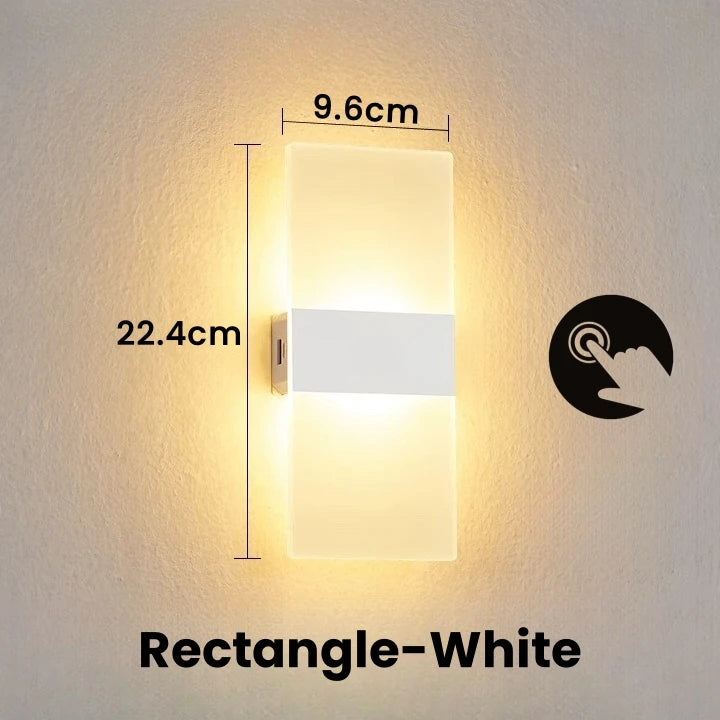 Touch Sensor Switch LED Wall Lamp USB Rechargeable Wireless Acrylic Stair Night Light Bedroom Aisle Kitchen Wall Sconce Lighting