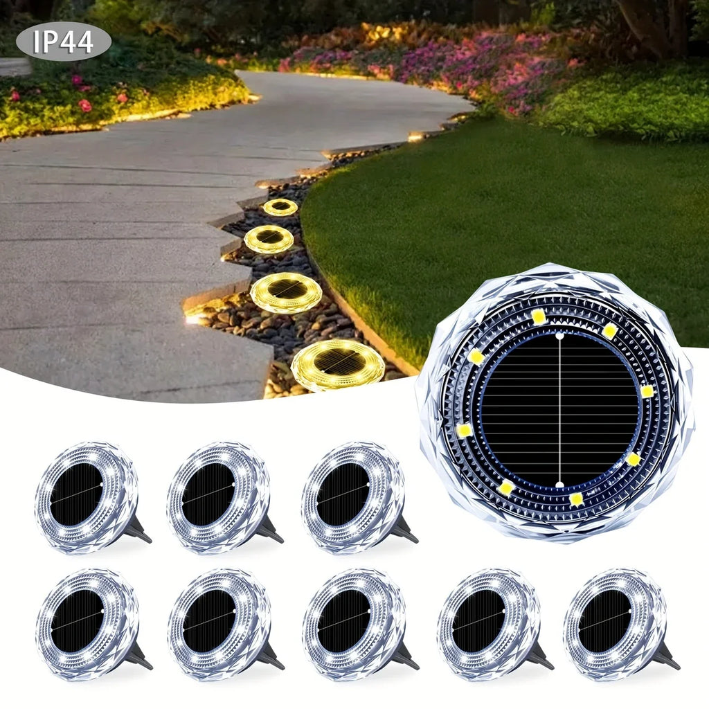 1/2/4/8pcs Mini Solar Crystal Floor Lamp Outdoor Landscape Lighting for Courtyard, Garden, Sidewalk Decorative Illumination