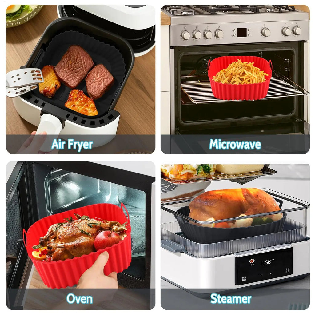 Silicone Air Fryer Liner Silicone baking Tray Square Air Fryer Plate Non-stick Baking Tray For Cooking Roasting Grilling Pizza