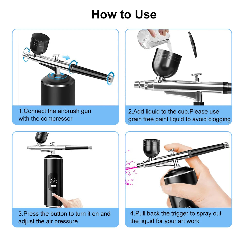 Nails Art Painting Airbrush With Compressor For Cake Decoration Makeup Manicure Nail Airbrush Portable Varnish Paint Sprayer Gun