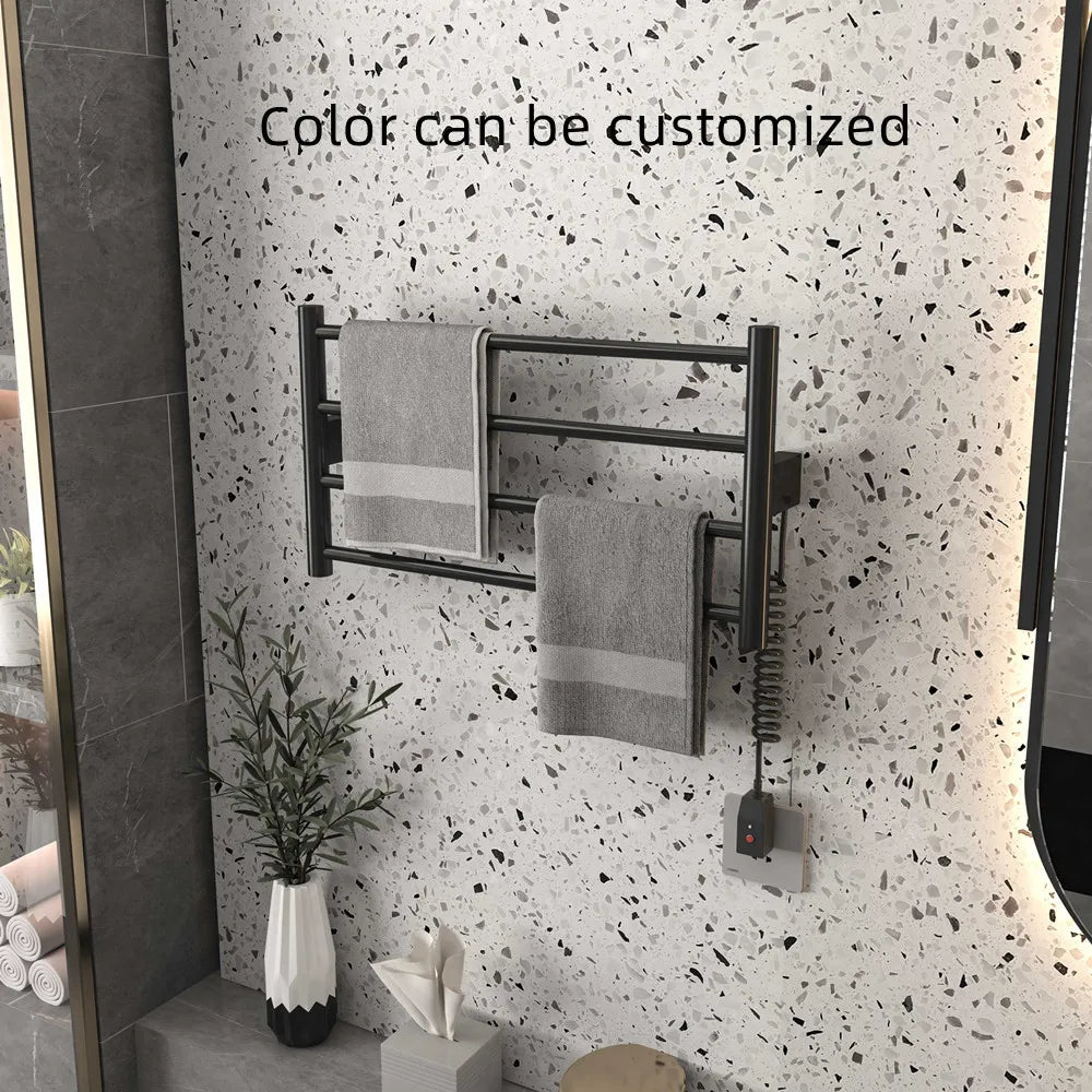 Bathroom Accessories Black Stainless Steel Towel Dryer Heating Smart Electric Towel Rack