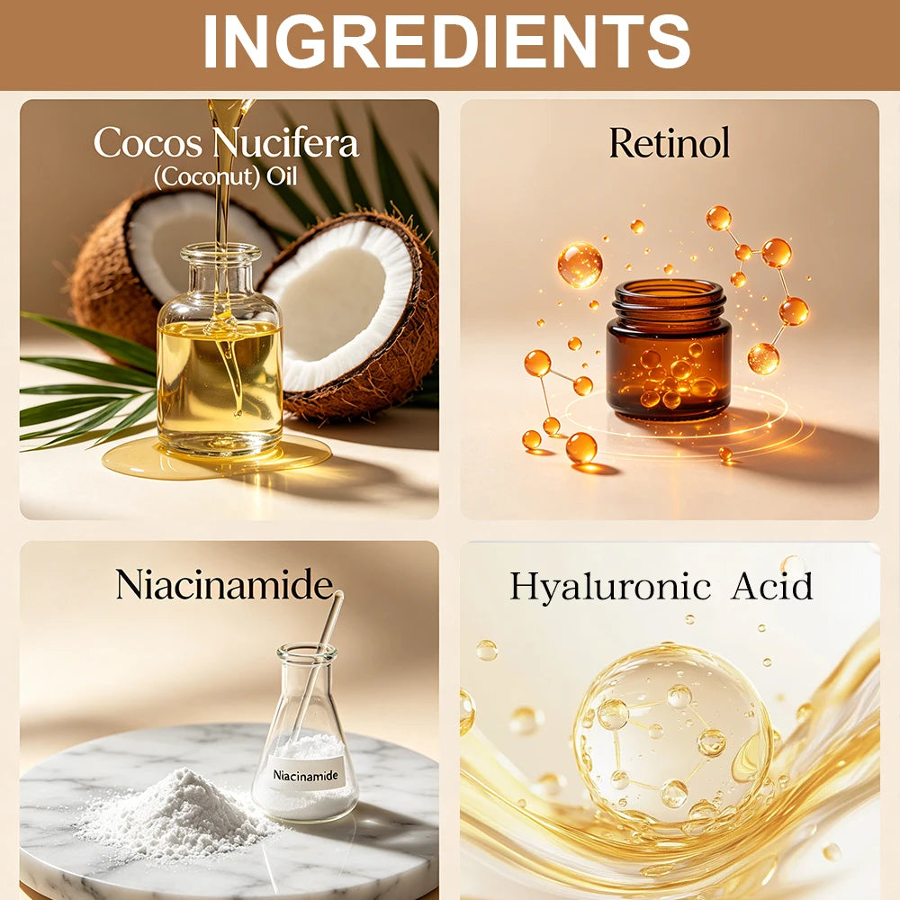 JUINHOU Coconut Oil Moisturizing Set Cream & Serum Controls Oil Hydrates Soothes Sun-Induced Redness Suitable For Daily Skincare