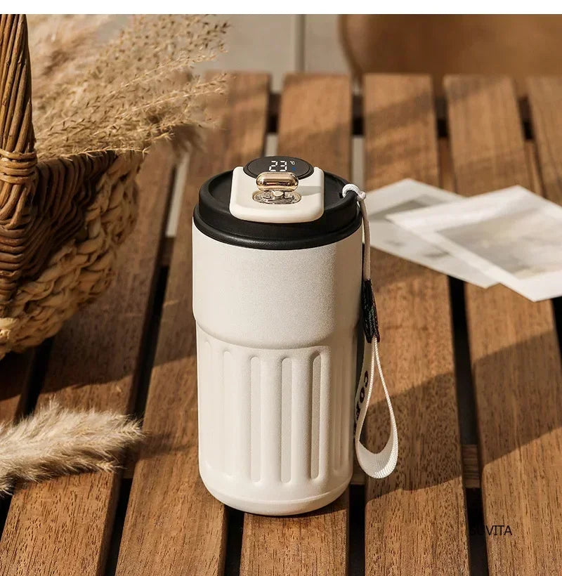 450ML LED Temperature Display Thermo Water Bottle Stainless Steel Coffee Cup Travel Vacuum Flask Keep Cold and Heat Thermal Mug