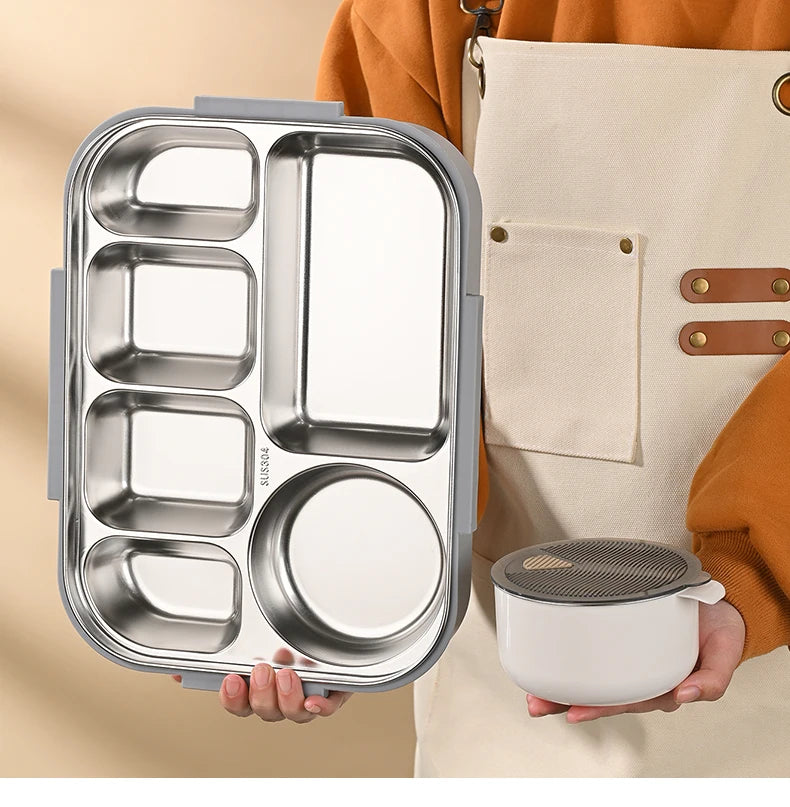Portable Insulated Stainless Steel Lunch Box for Office Workers And Students Sealed Bento with Microwave Heating Food Container
