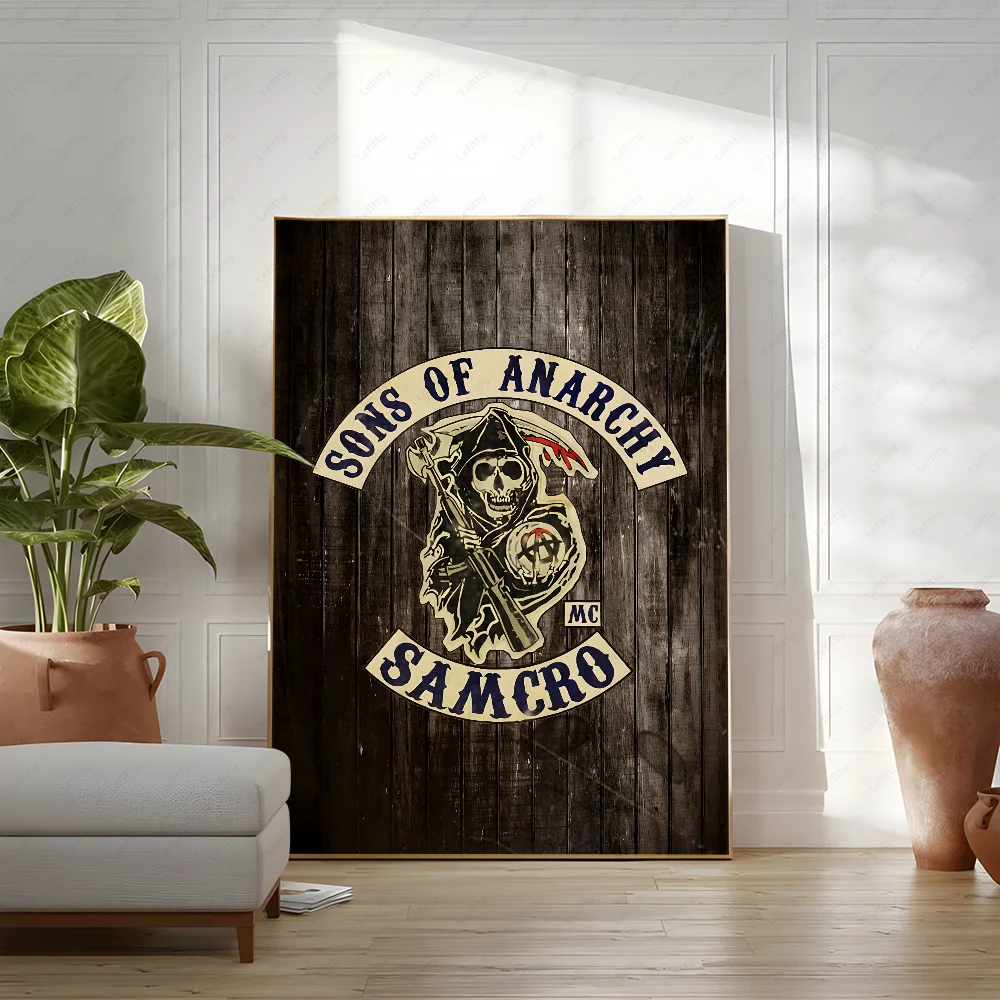 S-Sons Of A-Anarchy Crime Movie Poster Sticky Wall Art Printing Waterproof Home Living Bed Room Bar Hallway Aesthetic Decor