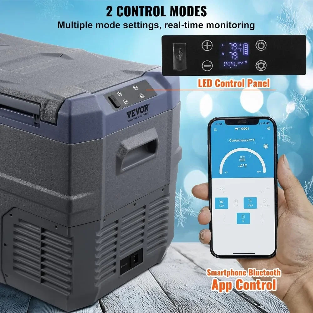 32L Dual Zone Car Refrigerator, Portable Freezer -20~20℃, 12/24V DC & 100-240V AC Compressor Cooler for Camping RV