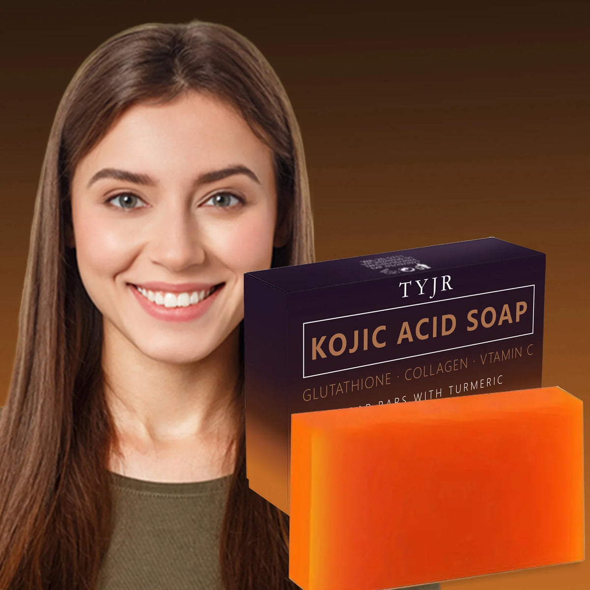 Kojic Acid Soap with Vitamin C & Collagen – Turmeric Glutathione Bar for Face & Body 100g