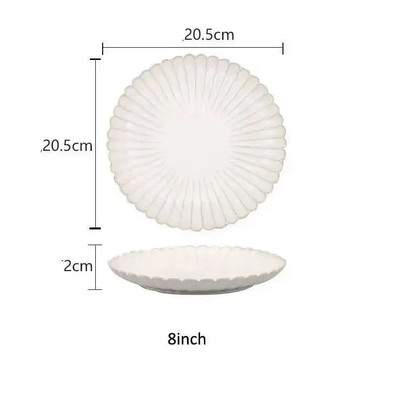 Kiln Changing Japanese Dinner Plates Ceramic White Glaze Tableware Set Western Steak Dish Salad Bowl Spoon Home Hotel Dinnerware