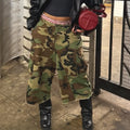 Women Mid Length Pant Vintage Camouflage Cargo Pants High Waist Trousers Capris Y2k Streetwear Elegant Work Casual Loose 2026
