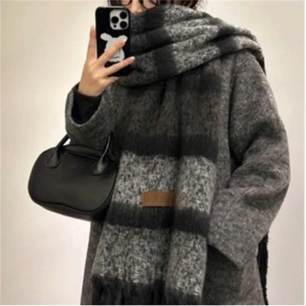 50X200cm Maillard Premium Atmosphere Scarf Women's Winter 2025 New Korean Version Versatile Thickened Mohair Scarf Warm