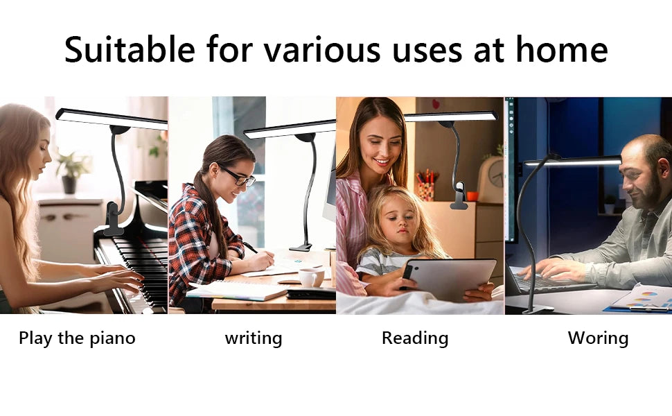 Desk Lamp LED Dimmable 10W 40CM Desk Lamp Clampable Eye Protection  Clamp Light 3 Colour Temperature10 Brightness