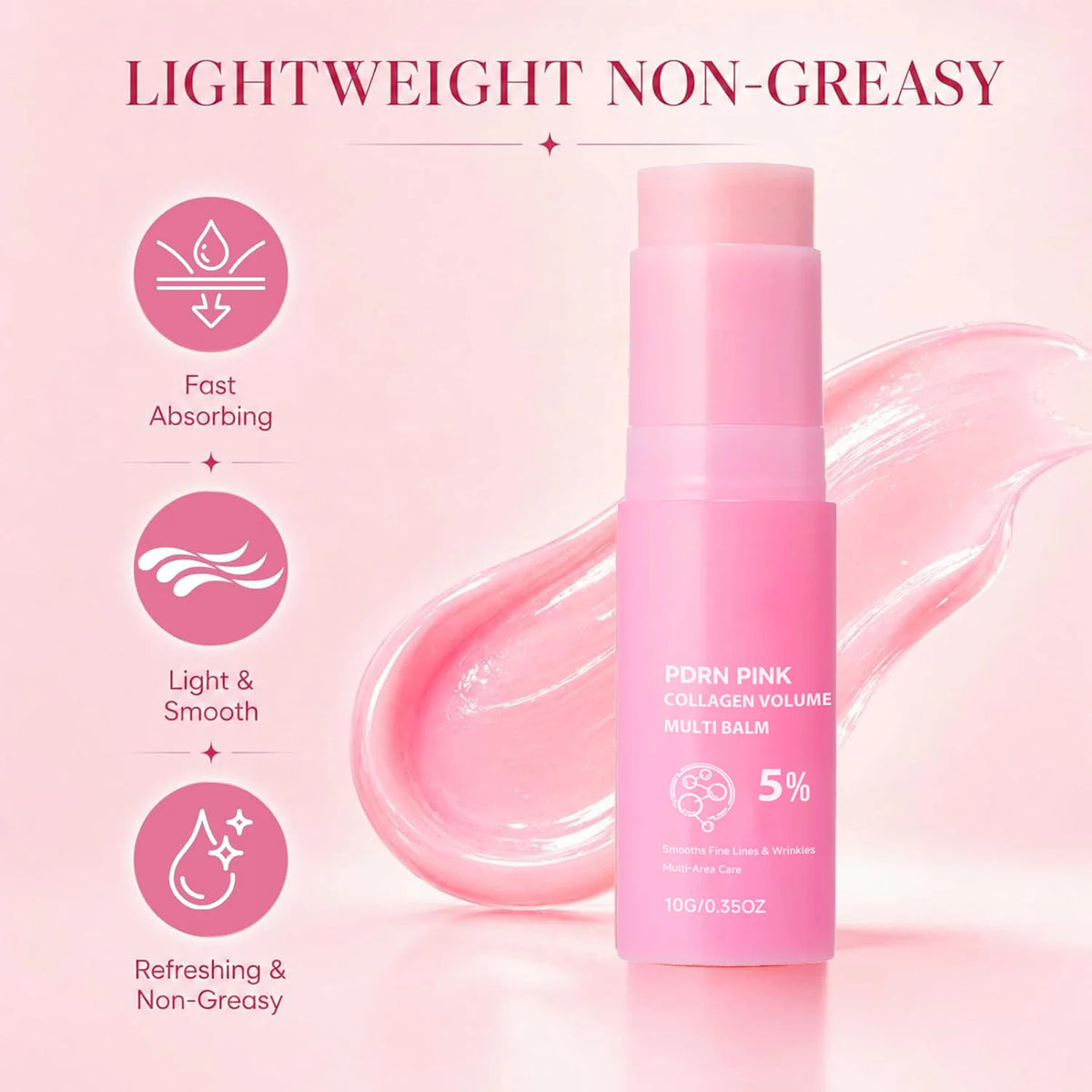 PDRN Pink Collagen Volume Multi Balm Stick Hydrating Plumping Firming Care for Face Neck Under Eyes Lips Fine Lines 10g