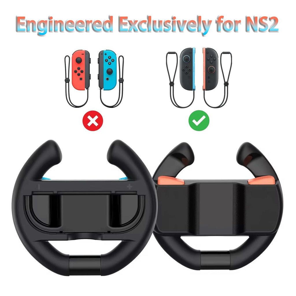 For Switch2 4-In-1 Steering Racing Wheel Controller Grip Left and Right Jon-Con Accessories 2 Hand Holder for Mario Kart World