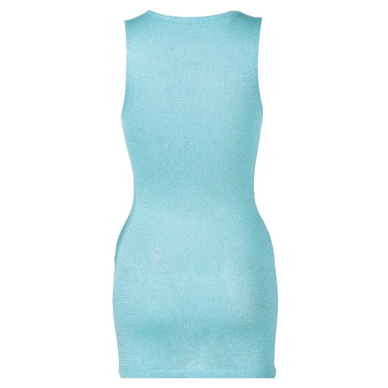 Casual Knit Y2K Streetwear Short Mini Beach Dress Sundress Women Summer 2026 Bodycon Sleeveless Party Club Dresses Outfits Gift