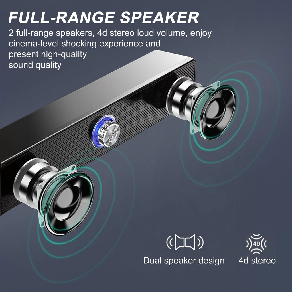 Wired Stereo Desktop Speakers 4D Surround Mini Stereo Sound Bar Home Soundbar System for TV PC Laptop Gaming Home Theater