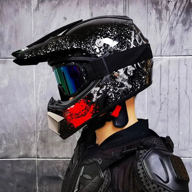 ORZ-Motocross Helmet Off Road Dirt Bike ATV MX Racing Helmet DOT Approved for Adults