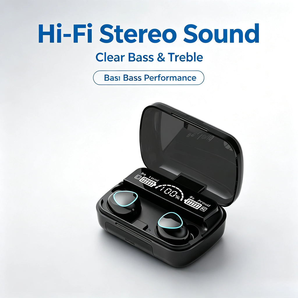 M10 In-Ear Bluetooth Sports Earbuds TWS Wireless Headset Featuring LED Display Charging Case 9D Surround Sound